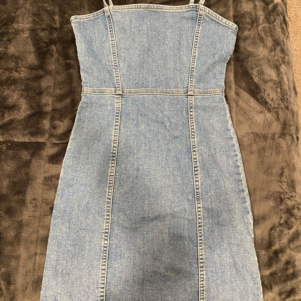 Jean dress; is a bit short